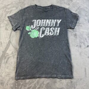 Johnny Cash Shirt Mens Small Roses Western Tee Acid Wash Comfort Adult Retro